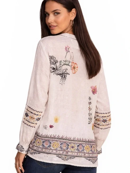 Johnny Was Biya heavily embroidered Sami blouse NWT RARE - Picture 2 of 12